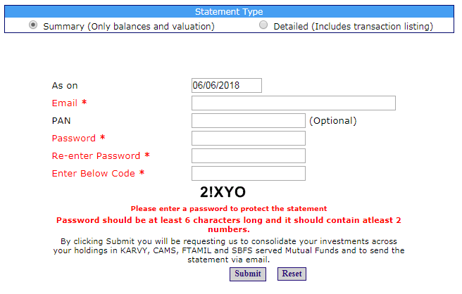 Generating consolidated account statement